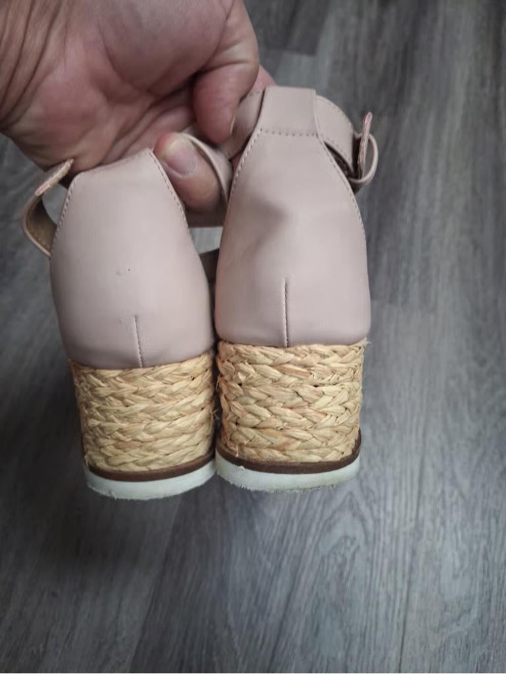 Time and Tru Blush Espadrille Block Heel Sandals
